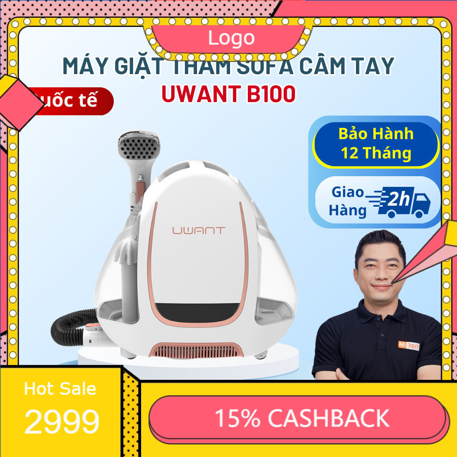 Máy Giặt Thảm Sofa Cầm Tay Uwant B100 - Bản Quốc Tế - Hàng Chính Hãng