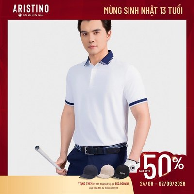 Áo Polo Nam Trắng Aristino Golf dáng áo suông vừa vặn, thoải mái, không bó sát APSG23AS2
