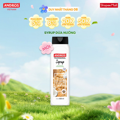 Syrup Hương Dừa Nướng - ANDROS Syrup - Nguyên liệu pha chế - 820ml