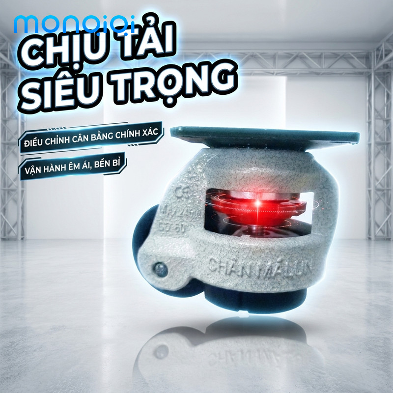 MONQIQI Bánh xe đẩy hàng nặng GD60F chỉnh độ cao xoay 360 độ chân cố định chống rung chịu lực tốt