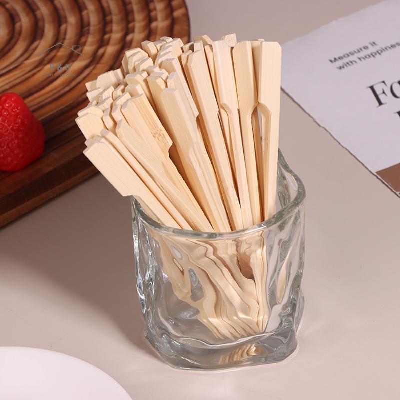 RO > 100 Chiếc 12CM Tre BBQ Xiên Hamburger Trang Trí Tre Sti Dùng Một Lần Thịt Nướng Nĩa Tiệc Cotail