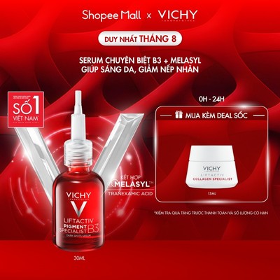 [Thế hệ mới] Serum Vichy B3 sáng da +98% sau 2 tuần nhờ Melasyl + Tranexamic Acid, giảm đốm nâu thâm nám toàn diện, 30ml