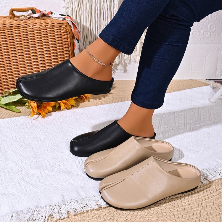 Giày bệt Muller xẻ ngón dành cho nữ, Giày Muller không gót kiểu túi chân, Dép xỏ ngón bằng da giả, G