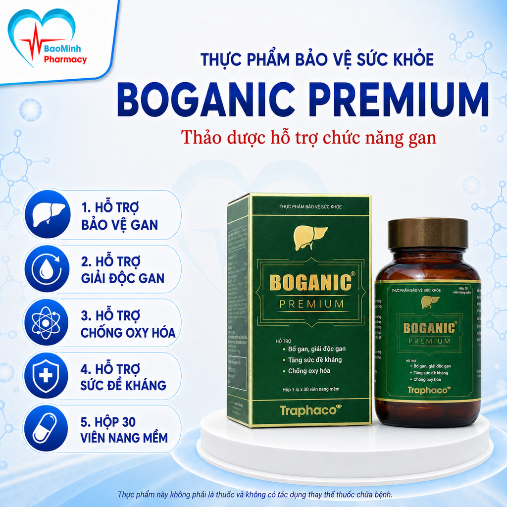 Viên uống Boganic Premium Traphaco hỗ trợ bảo vệ và tăng cường chức năng gan (30 viên)