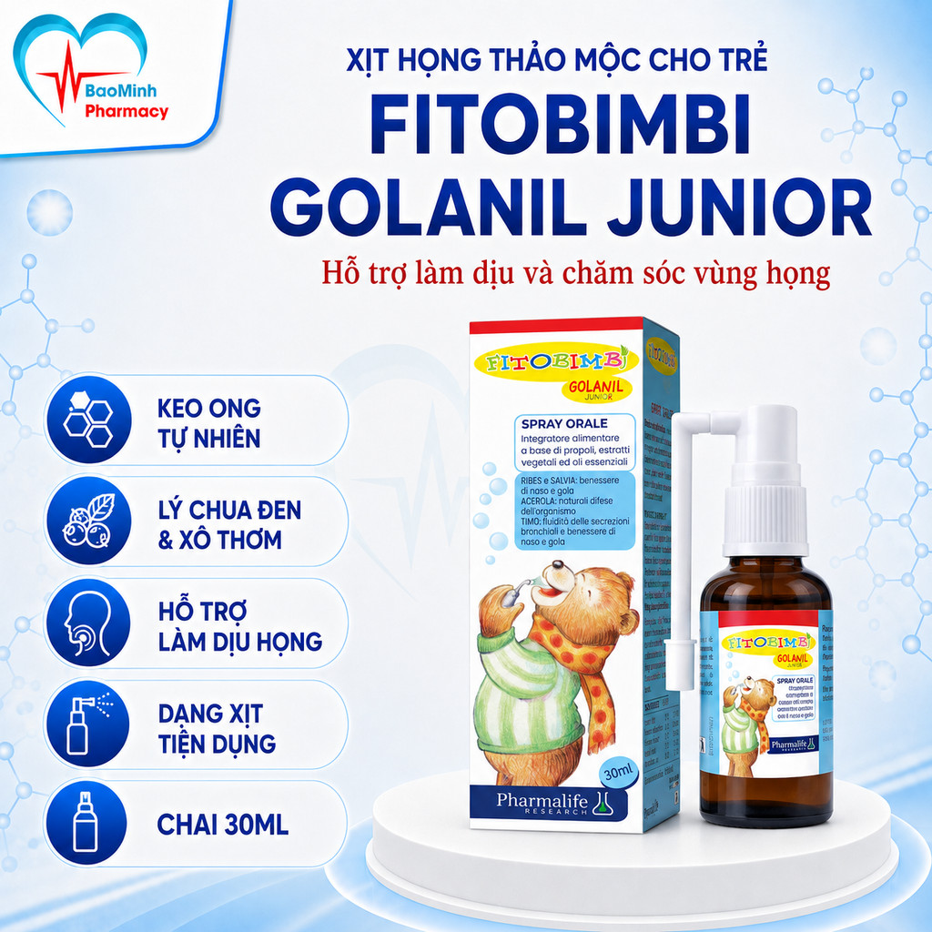 Fitobimbi Golanil Junior - Xịt họng cho trẻ - 30ml