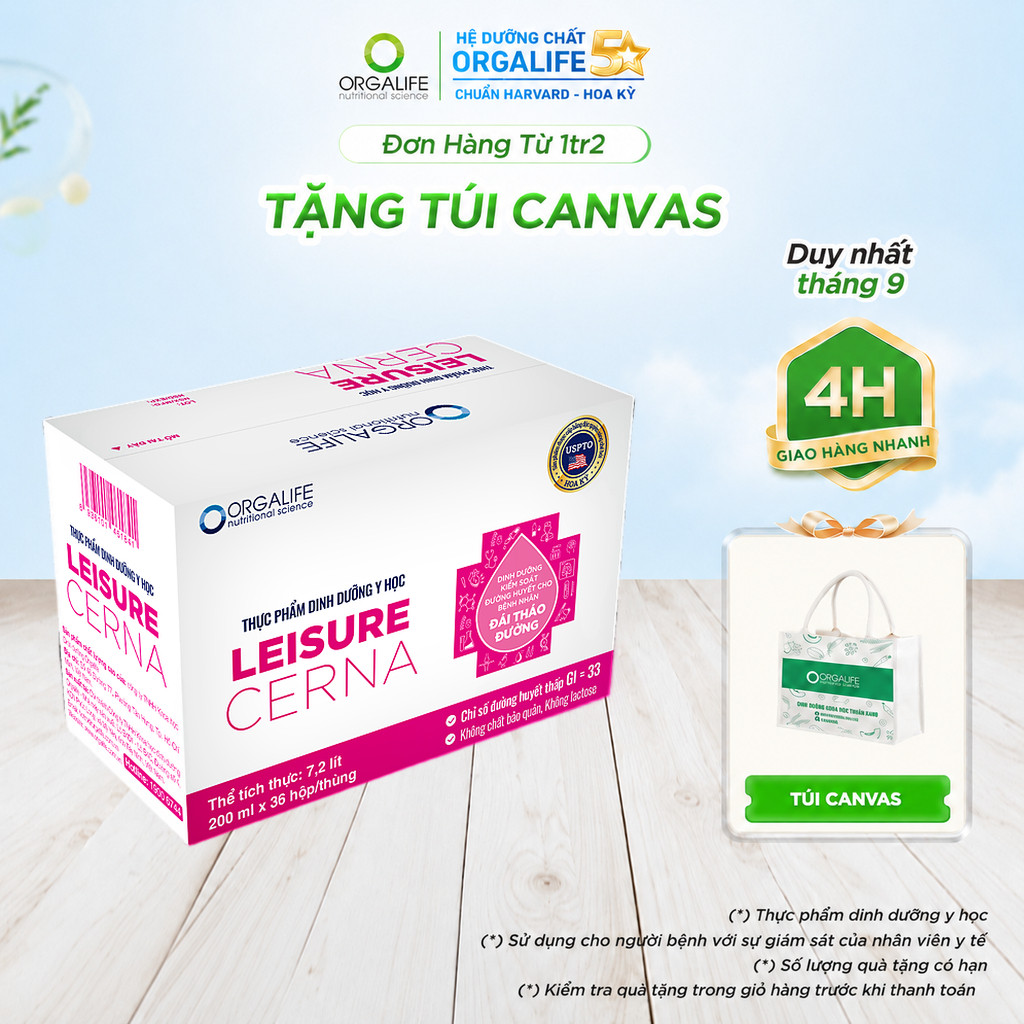 Thùng 36 Hộp LEISURE CERNA Dinh Dưỡng Kiểm Soát Đường Huyết (200ml/Hộp)