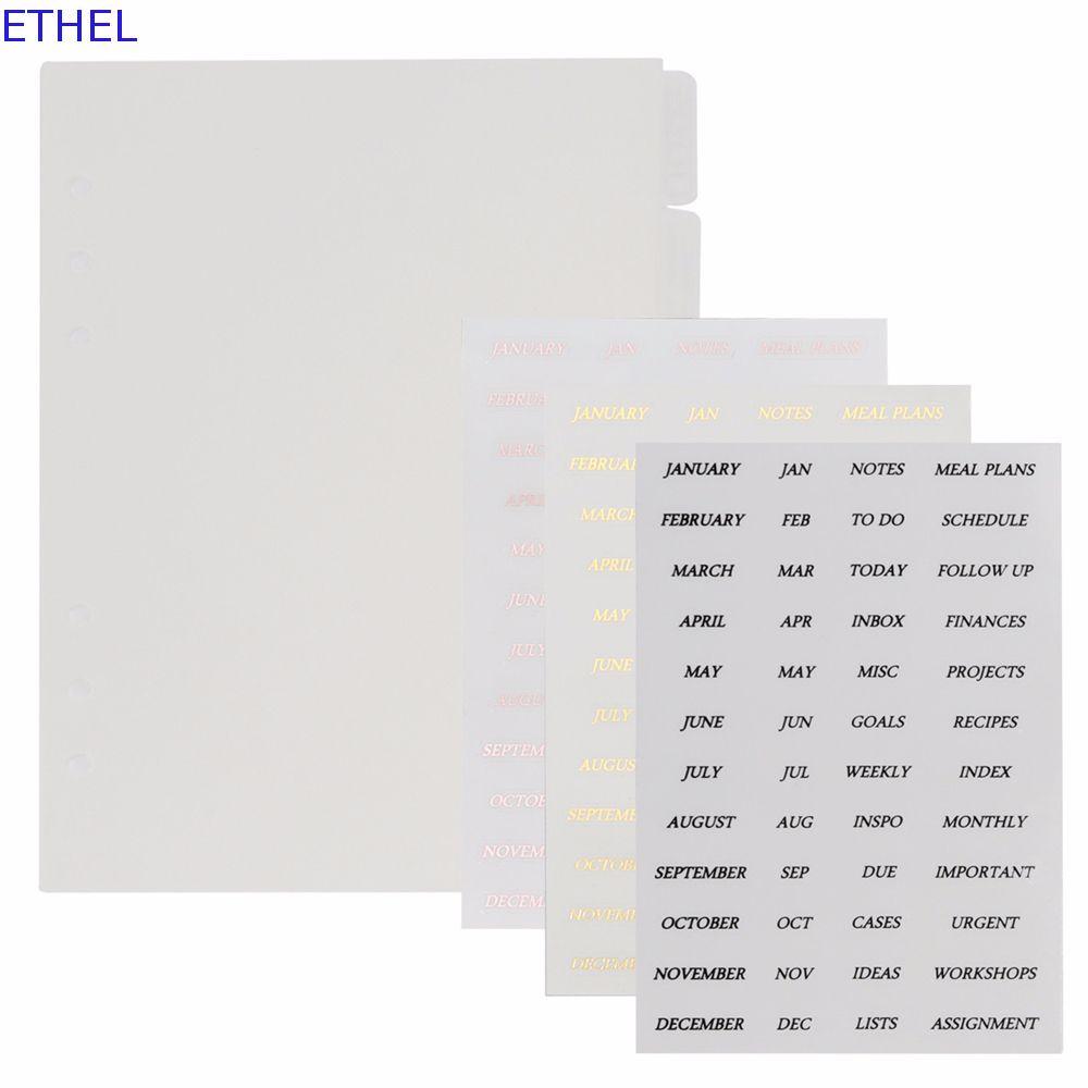 ETHEL Binder Index Dividers Văn phòng phẩm Trang tách sáng tạo cho máy tính xách tay A5 / A6 Binding
