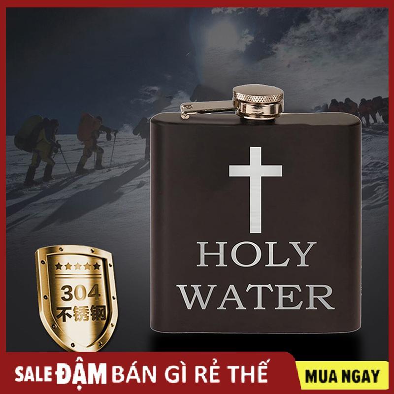168ml mô hình chữ thập nước thánh chai đen Hip Flask thép không gỉ Hip Flask Hip Flask hip nắp vặn
