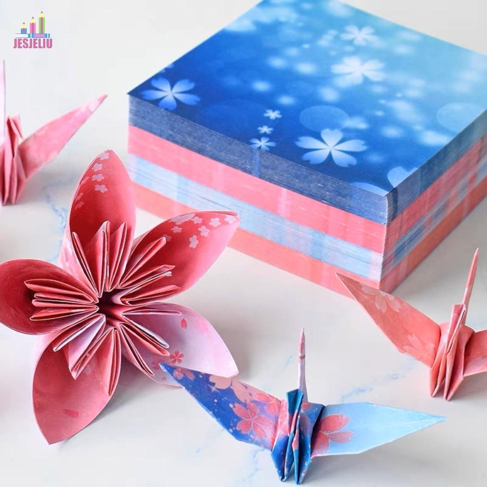JESJELIU 400 chiếc Giấy Origami bầu trời đầy sao, Giấy gấp gấp đầy màu sắc thủ công, Giấy Origami bầ