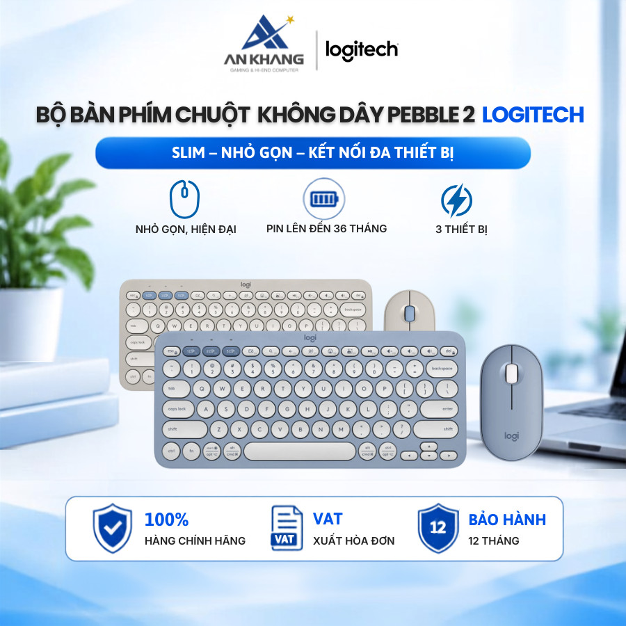 Bộ Bàn Phím Bluetooth Logitech K380s và Chuột Logitech M350s Không Dây Bluetooth Pebble 2 Combo - Yê
