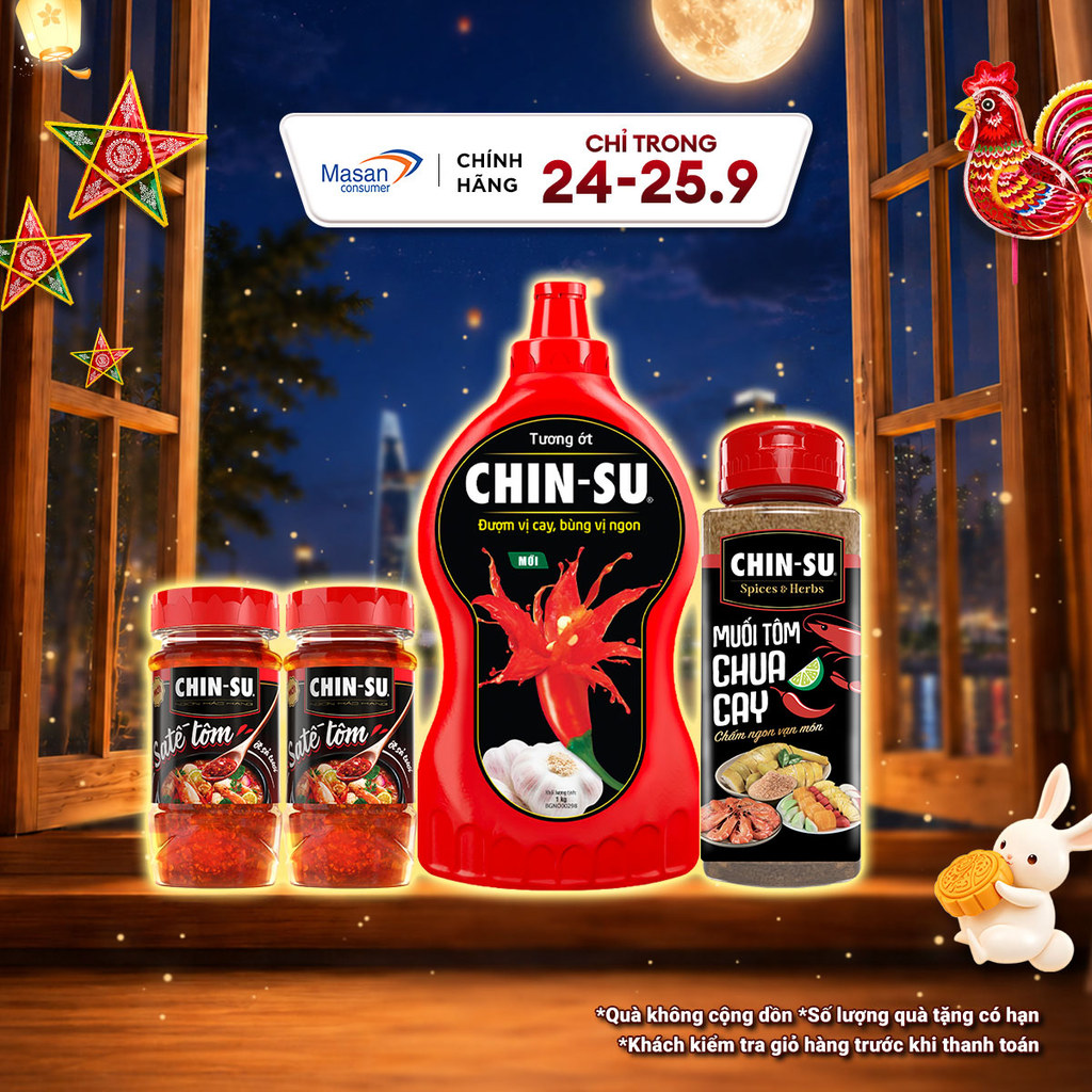 Combo 2 Sa tế tôm ớt sả 90g + 1 chai Tương ớt  Chin-su 1kg  + 1 hủ muối tôm chua cay Chin-su 120gr