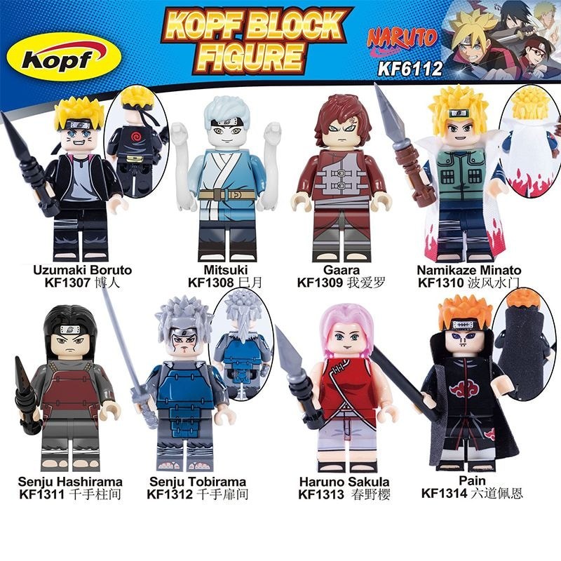 Tương thích với LEGO Boruto Naruto, Minato, Gaara, Pain, Haruno Sakura khối xây dựng đồ chơi nhân vậ