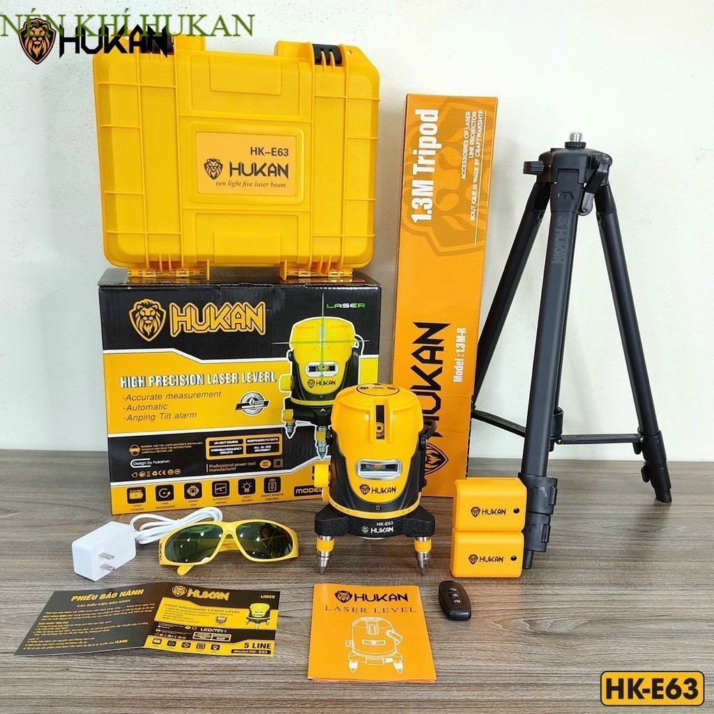Máy bắn cos, cân bằng laze 5 tia xanh HUKAN HK E63 Chính Hãng HUKAN Nén Khí HUKAN