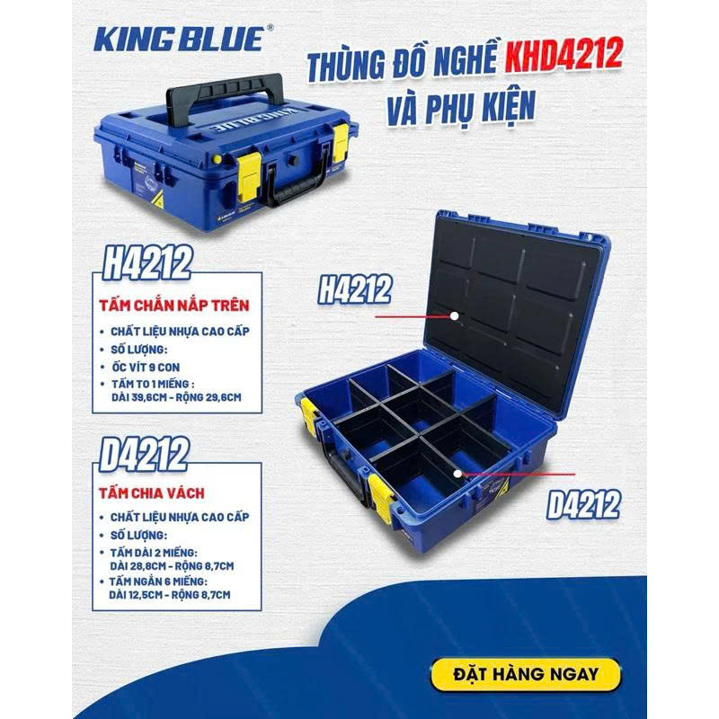Thùng đồ nghề nhựa abs KingBlue KHD4212 42x34x12 Chống nước, Chống va đập, Không gian rộng có thể xế