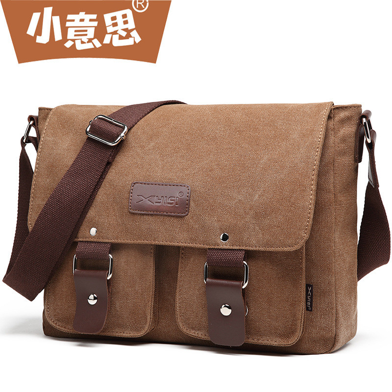 Men's Canvas Bag Single Shoulder Crossbody Messenger Bag Casual Versatile Large Capacity Backpack Po