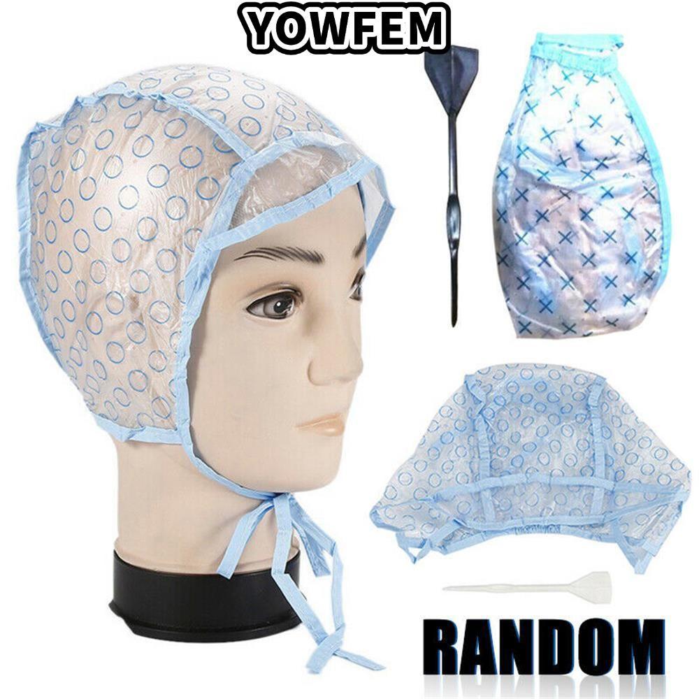 YOWFEM Hair Dying Cap Hook Brush Dụng cụ tạo kiểu dùng một lần Mũ nhuộm
