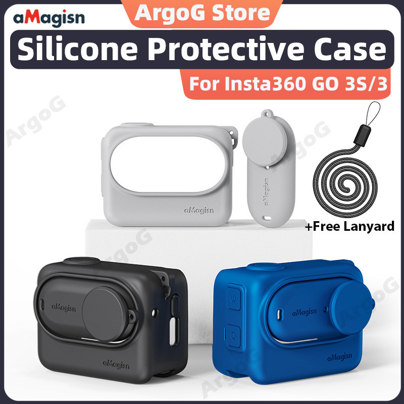 aMagisn Vỏ Silicone cho Insta360 GO 3S/GO 3 + Dây Đeo Cổ - Phụ Kiện Insta360 GO 3S