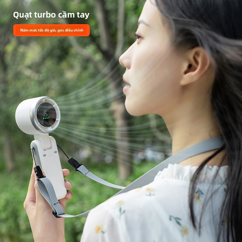 High-speed turbo handheld fan N607，With digital display screen，Portable USB Rechargeable Mini Neck H