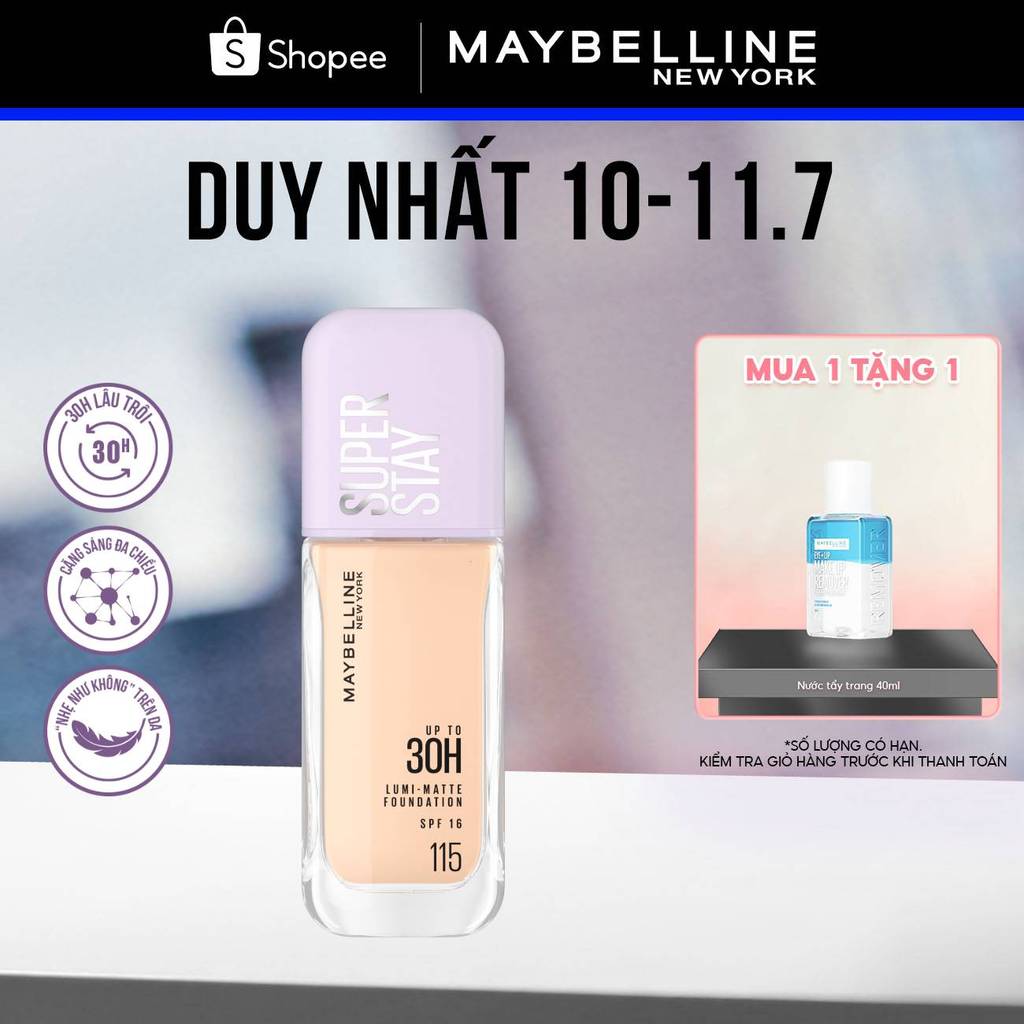 Kem nền bắt sáng Superstay Lumi Matte 30H che phủ siêu nhẹ mặt Maybelline New York 35ml