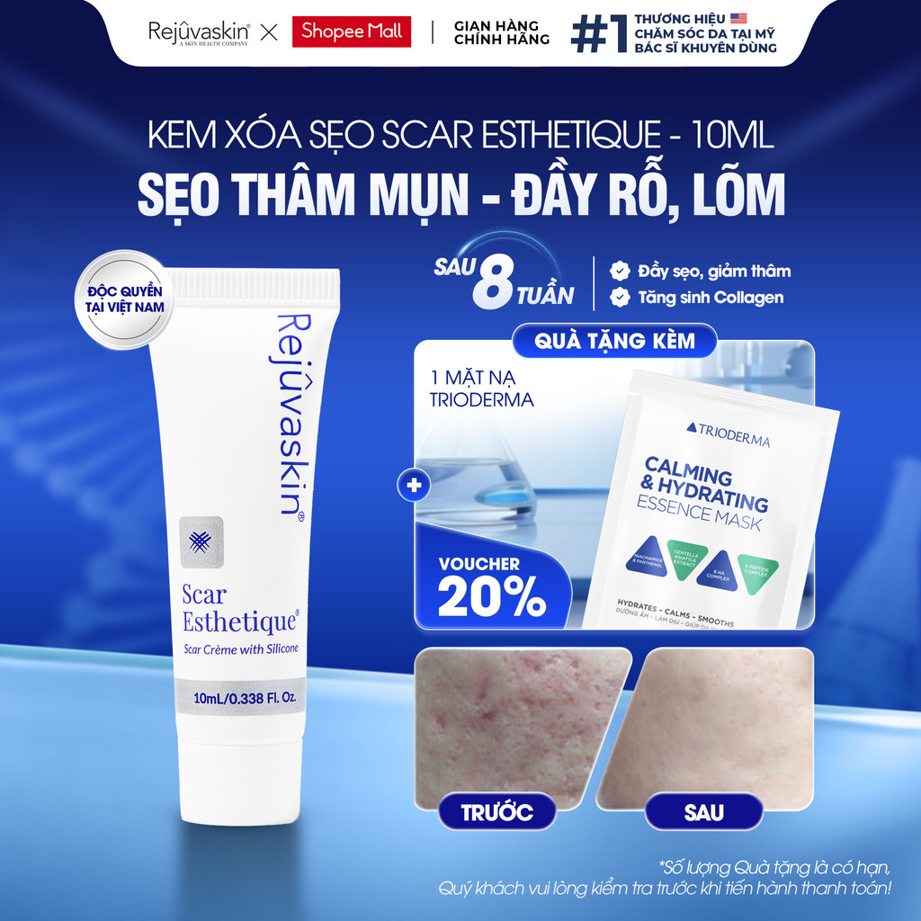 Kem Xóa Mờ Sẹo Scar Esthetique 10ML - Lấp Đầy Sẹo Rỗ, Sẹo Lõm, Sẹo Mụn, Thâm Mụn - Rejuvaskin, Trị S