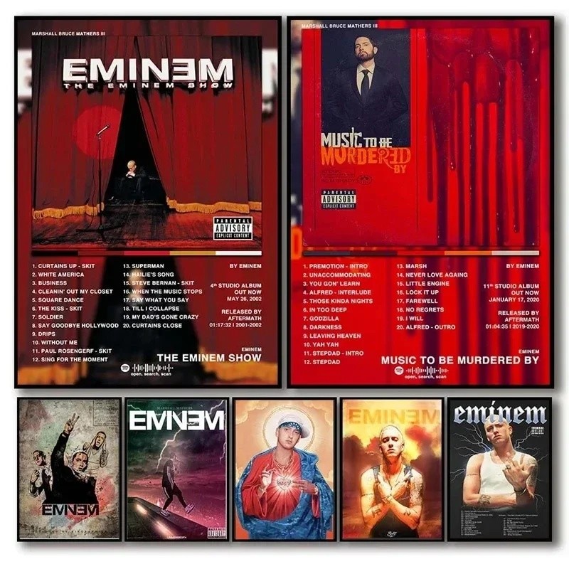 BIU6 Pop Văn Hóa Rapper Eminem Album Poster Ngôi Sao Thẩm Mỹ Tranh Canvas Poster Treo Tường Nghệ Thu