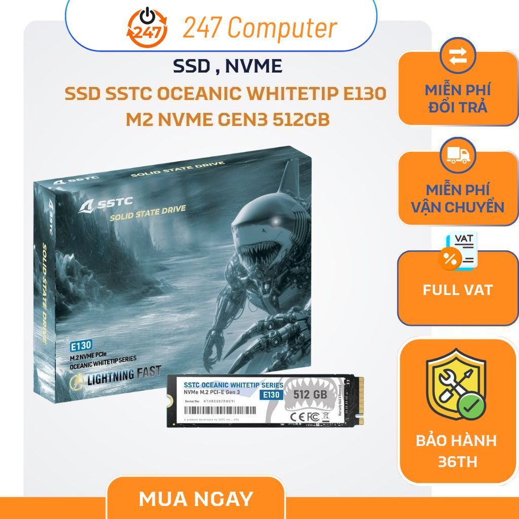 Ổ CỨNG SSD SSTC OCEANIC WHITETIP E130 M2 Nvme GEN3 512GB CHÍNH HÃNG BẢO HÀNH 3 NĂM