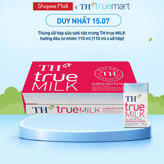 Thùng 48 hộp sữa tươi tiệt trùng TH true MILK hương dâu tự nhiên 110 ml (110 ml x 48)