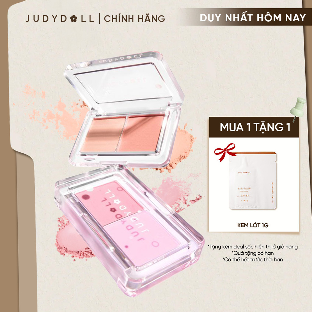 [NEW] JUDYDOLL Phấn Má Hồng 02 Ô Dual Color Blush Mịn lì Chuẩn Màu Dễ Tán Bắt sáng lì 3,9g