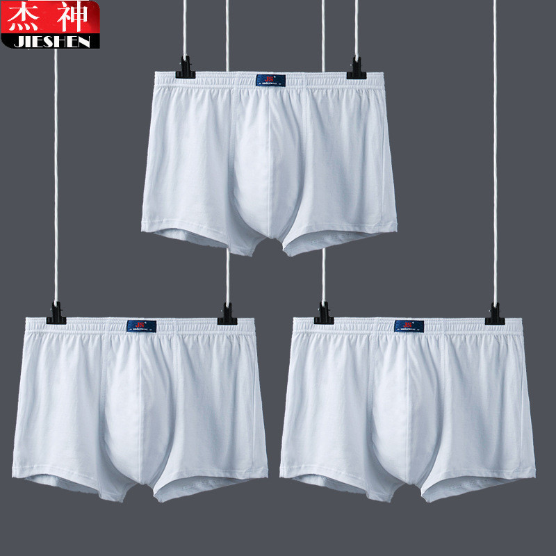 Ảnh Cưới Quần Lót Nam Cotton Boxer Màu Trắng Ánh Sáng Size Lớn Cotton Đơn Giản Thanh Niên Boxer Quần