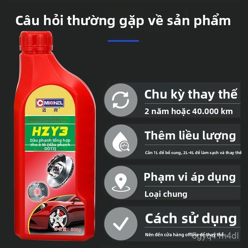Dau phanh DOT4 Mike 800g dung cho he thong phanh dia o to xe may toan bo cac dong xe