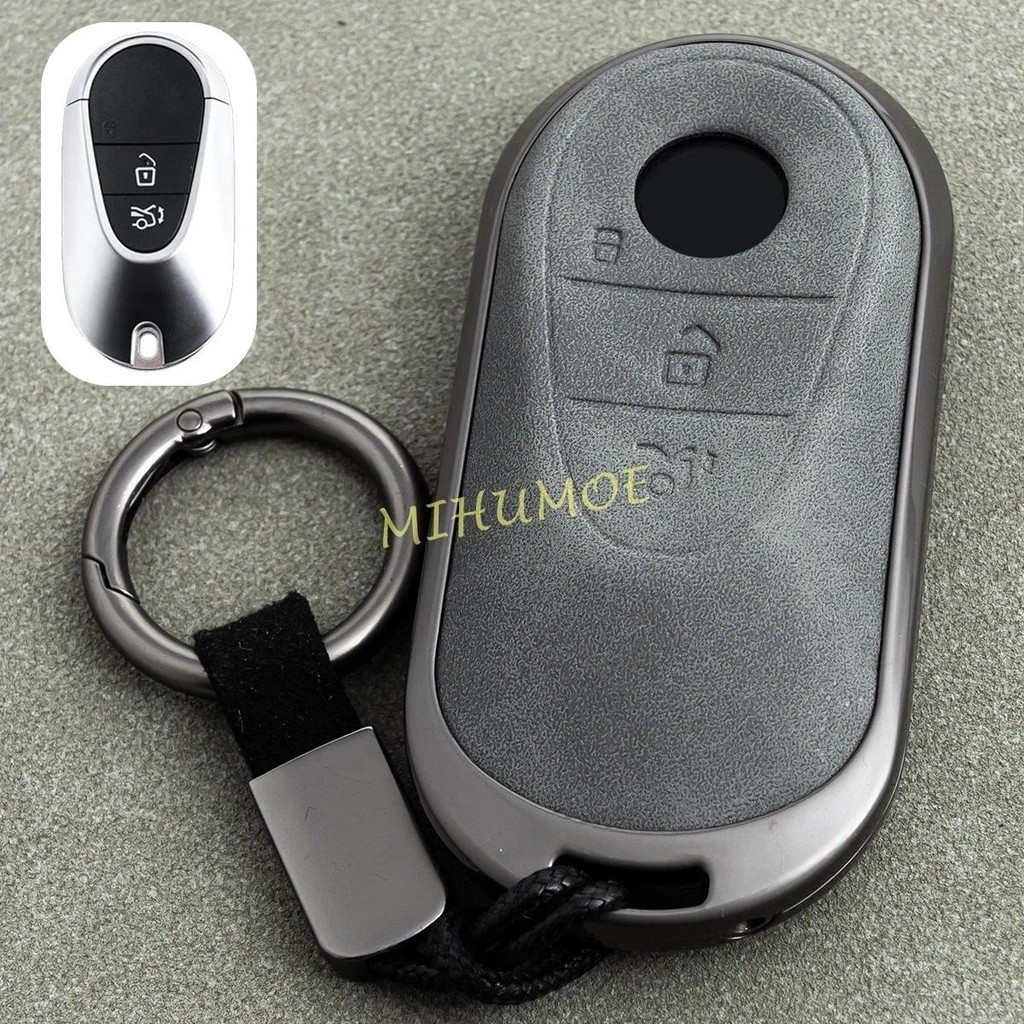 Dành Cho Xe Mercedes Benz C300 E350 S550 C E S CLE GLC EQS EQE 300 350 450 Kim Loại Da Chìa Khóa Xe 