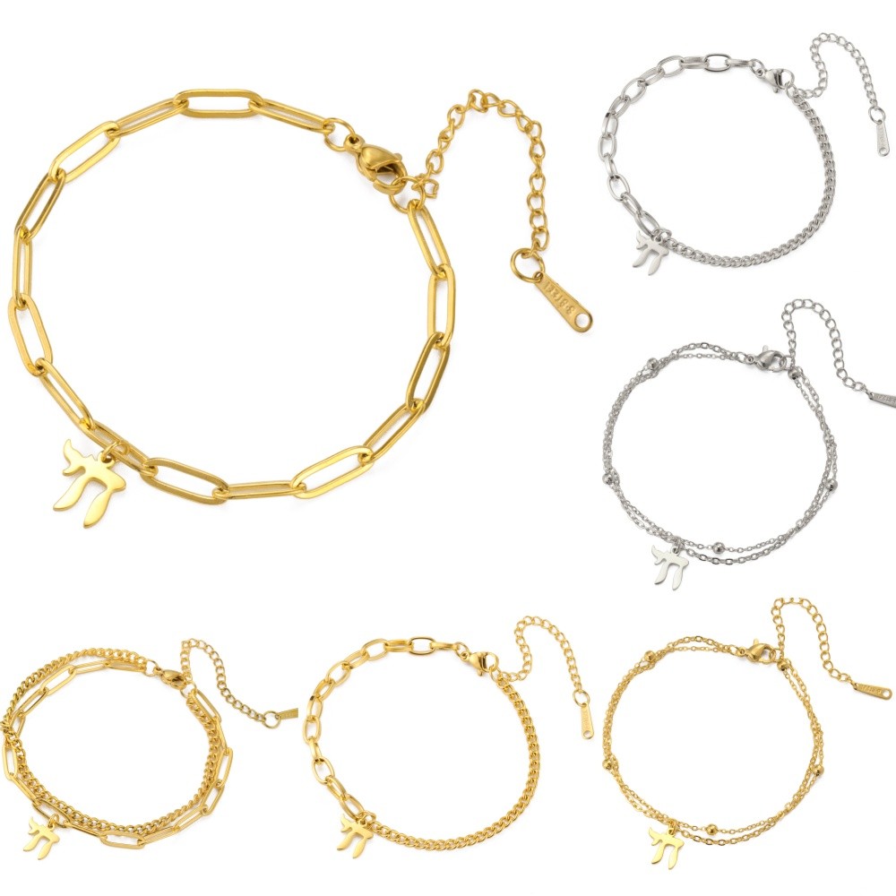 LIKGREAT 1 Người Do Thái Chai Charm Vòng Tay Chữ Cái Tiếng Do Thái Biểu Tượng Cuộc Sống Do Thái Bùa 