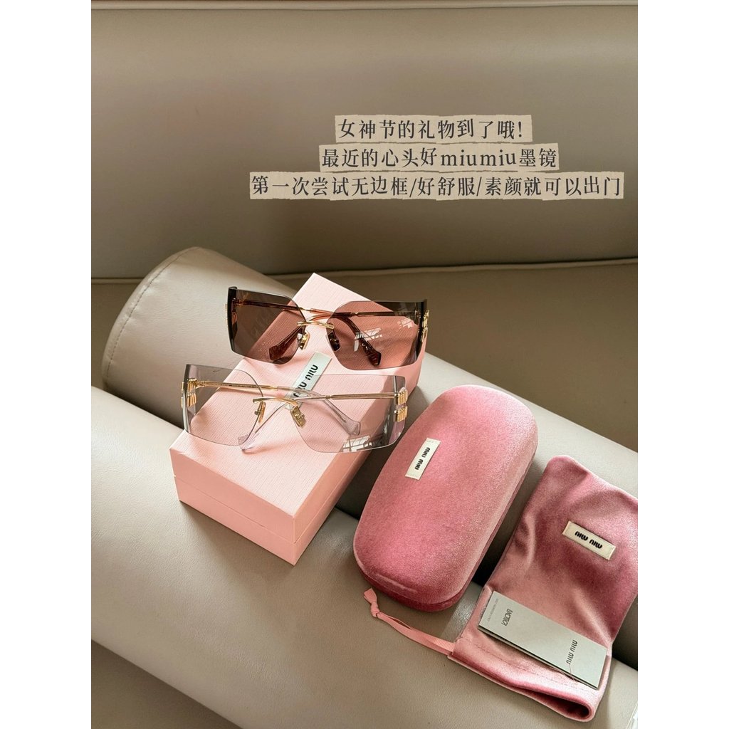 [Bao bì quầy] MIU MIU Home Temple Logo Ống kính hình chữ L cỡ lớn bằng sợi Acetate Polyamide Kính râ