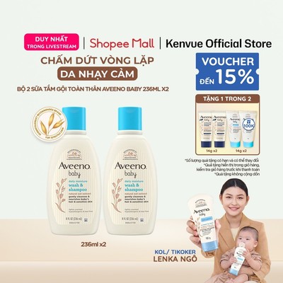 [LIVE] Bộ 2 Sữa tắm gội toàn thân Aveeno Baby 236ml