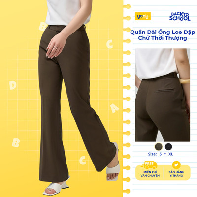 Quần YODY Quần Dài Nữ Ống Loe Dập Chữ Logo Nổi Thời trang cao cấp TRA WCTR25S057
