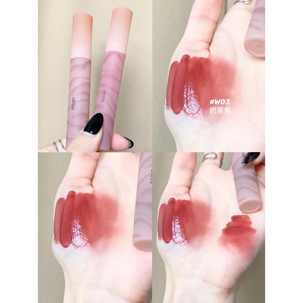 Ukiss Water Mist Lip Glaze Water Lip Gloss w03 Màu Trắng 05 Pure Dew Cream Màu Khỏa Thân Son Môi Nhẹ