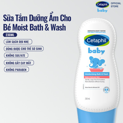 Sữa tắm dưỡng ẩm dịu lành cho bé CETAPHIL BABY MOIST BATH & WASH 230ML