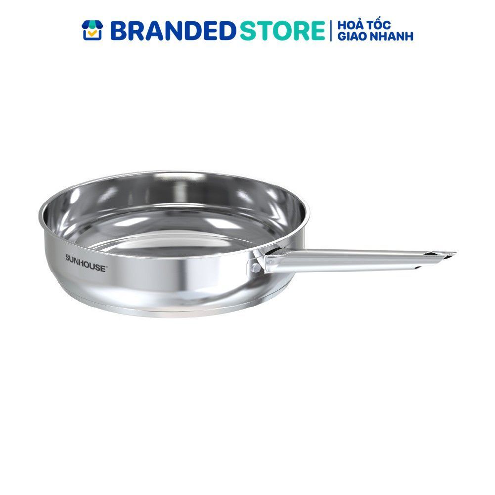 Chảo Inox 304 cao cấp Sunhouse Healthy IN16-20-24-26-28M9 - Phù hợp mọi loại bếp - Tay cầm Inox khôn