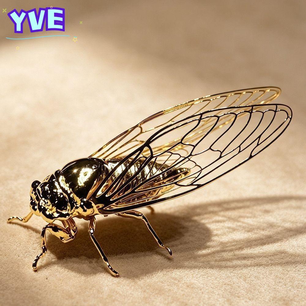 Tượng Cicada Vàng YVE, Cánh Rỗng Chi Tiết Thực Tế Điêu Khắc Cicada, Thời Trang Vàng Phong Cách Vinta