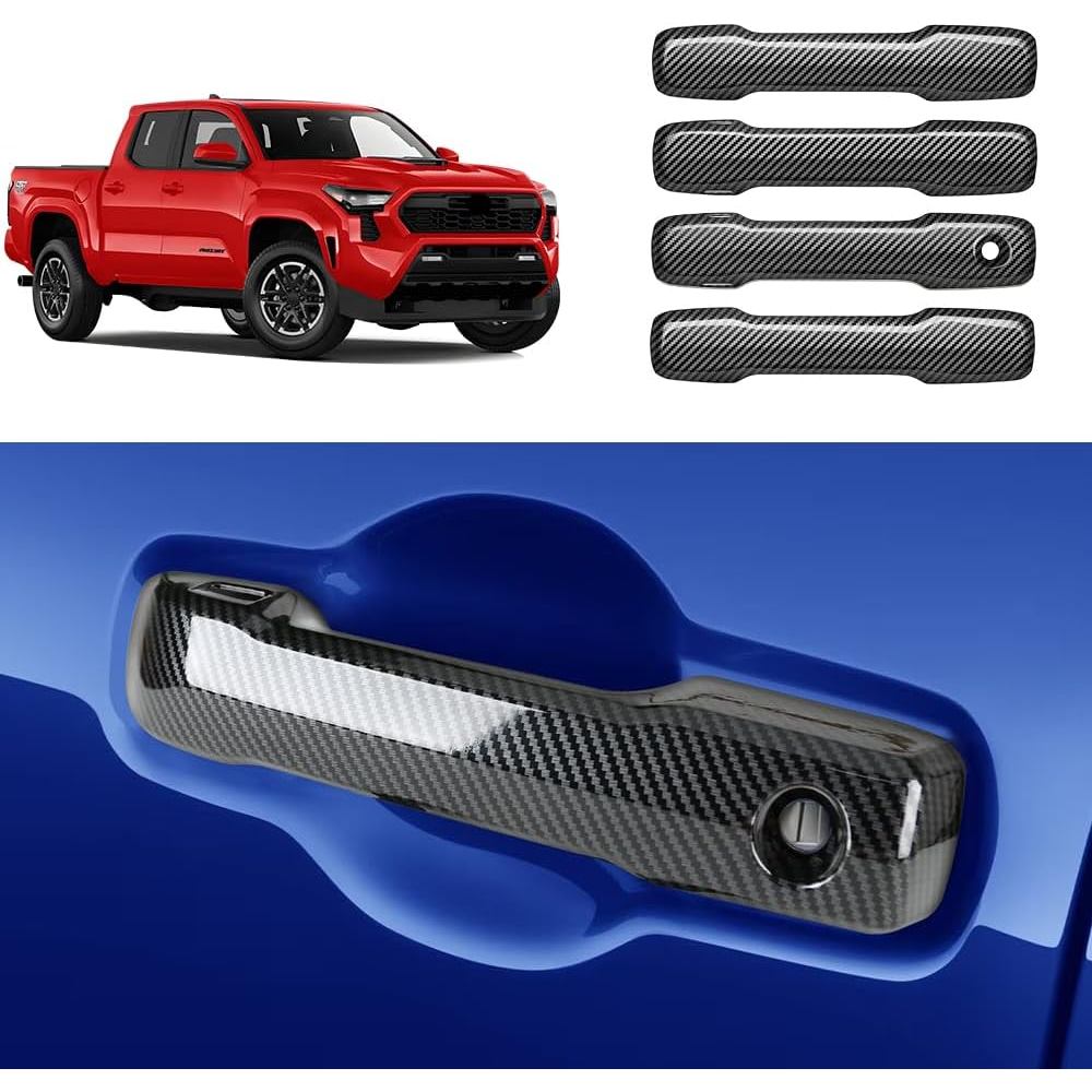 Ốp tay nắm cửa xe kiểu sợi carbon mạ chrome cho Toyota Tacoma 2024 2025 2026 và Toyota 4Runner 2025 