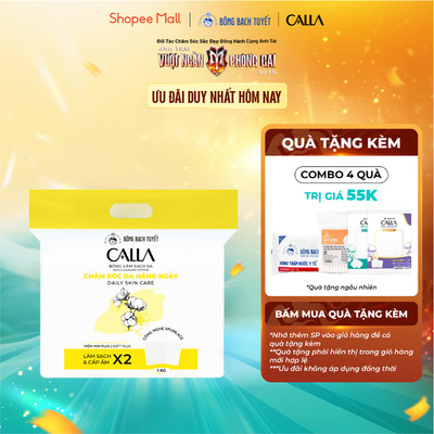 Bông tẩy trang làm sạch da Bông Bạch Tuyết Calla Mềm Mịn 1Kg (1580 Miếng/Túi)