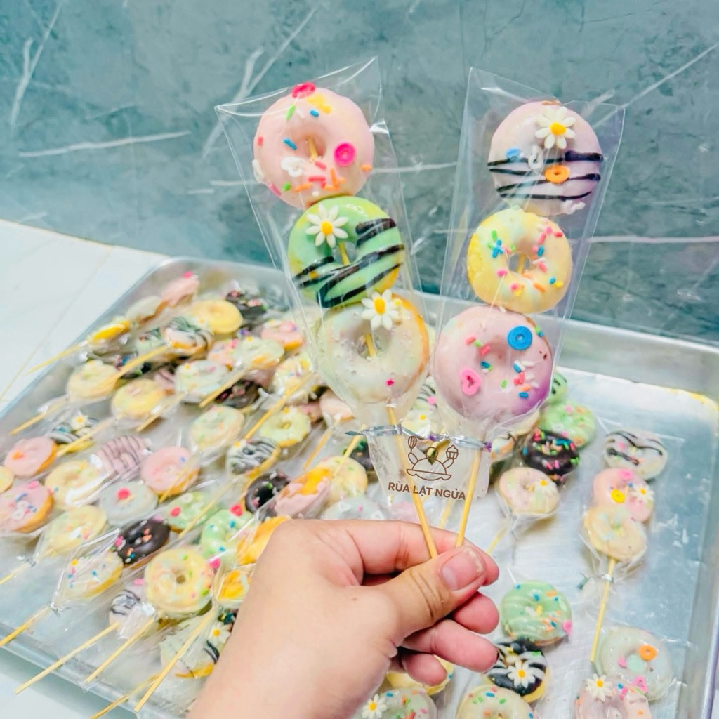 Sỉ 1k túi kiếng đựng bánh donut mini, túi đựng 3 bánh donut mini, 4 bánh donut mini (500/1000 túi)..