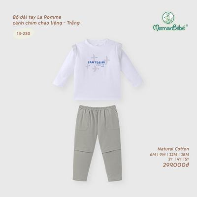 Bộ dài tay La Pomme cánh chim chao liệng - Sợi Natural Cotton thoáng mát - Bé trai - 6M - 5Y