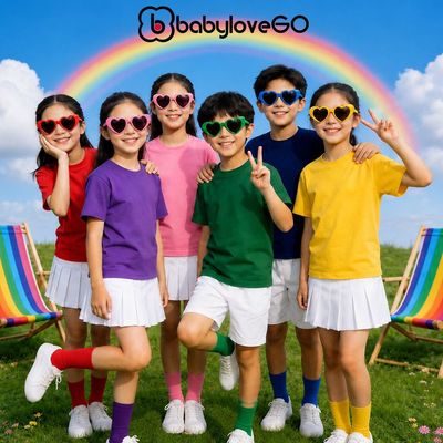 Áo thun bé trai bé gái BabyloveGO trơn basic chất liệu cotton sợi thoáng mát cho bé từ 8kg đến 38kg