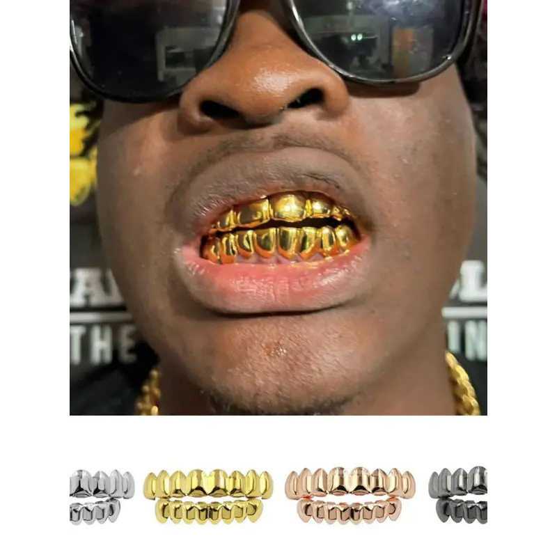 Niềng Răng Giả Trang Trí Hip Hop Rap Nam Nữ Bóng Nẹp Răng grillz Sáu Răng Tám Răng Nẹp Hợp Thời Tran