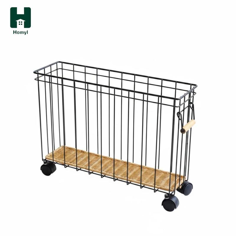 Giỏ đựng đồ cuộn Hoyl Openuncovered Top Magazine Holder Tay cầm bằng gỗ Kim loại