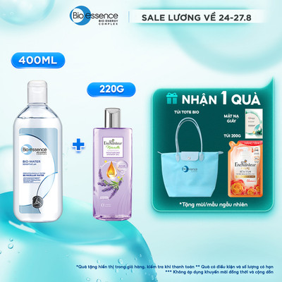 [Tặng Sữa tắm 220g] Nước tẩy trang ẩm mượt mịn màng Bio-Essence BioWater Micellar 400ml
