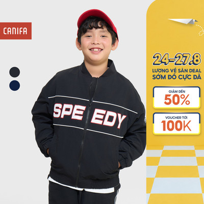 Áo khoác gió active bé trai CANIFA 2 lớp dày dặn dài tay cổ bẻ 2OT25C001