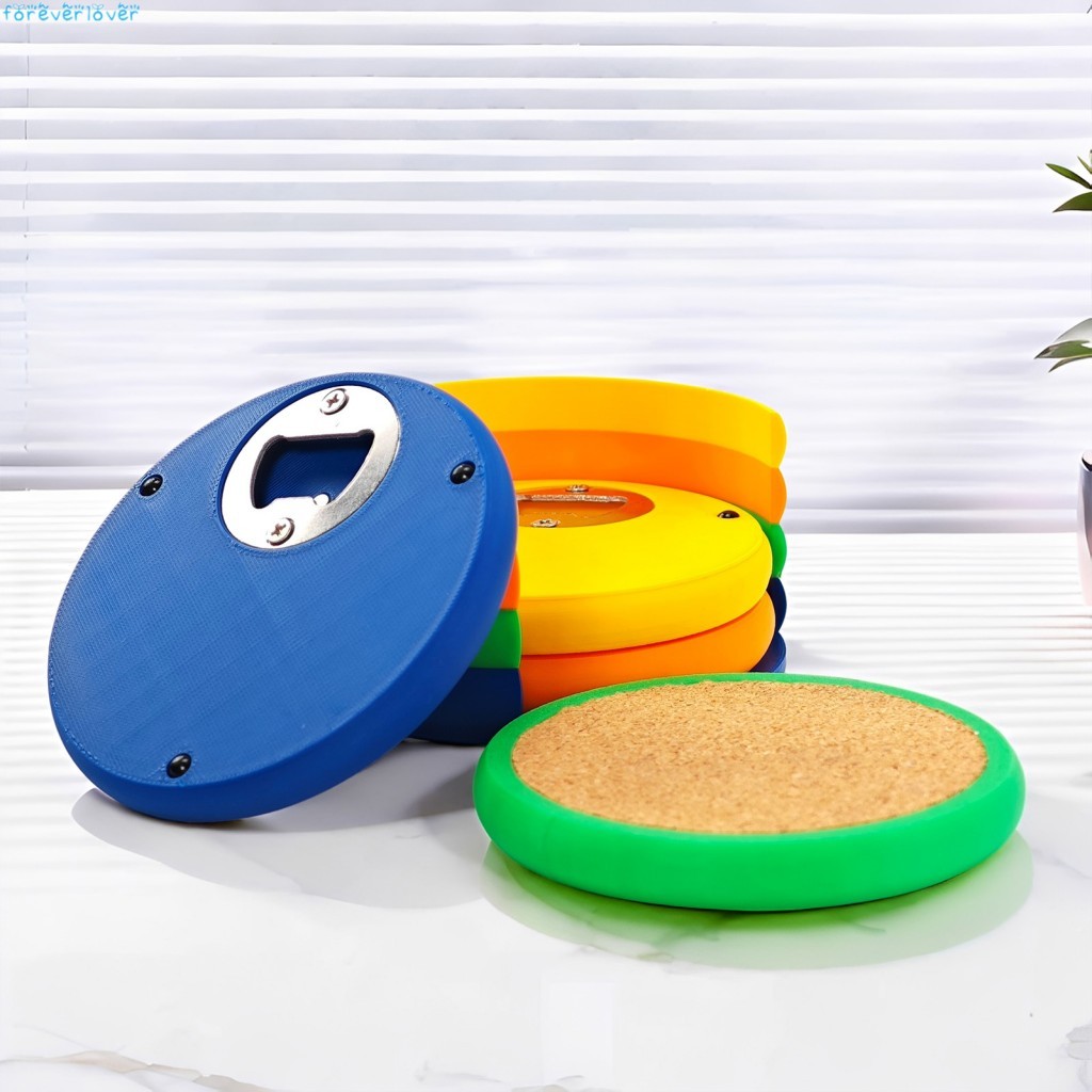 4 Chiếc 2 Trong 1 Di Động Bia Coaster Dụng Cụ Mở Đồ Uống Đế Lót Ly Với Dụng Cụ Mở Bằng Thép Không Gỉ