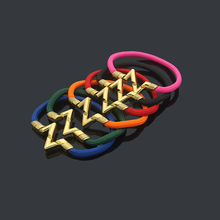 B4MV Bracelet with titanium letters and fabric, women's jewelry cord n Colored steel v Braided Cord 